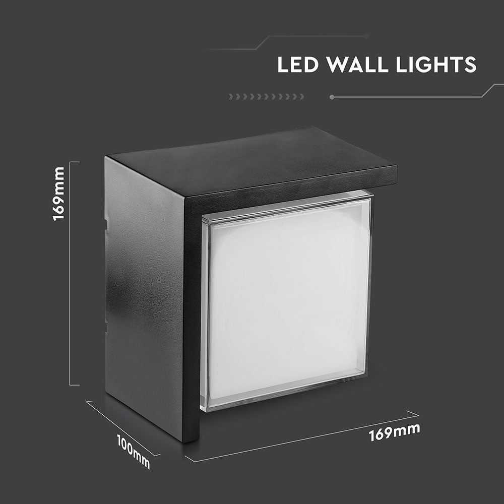 12W Lampa ścienna LED / Barwa:4000K/ Czarny / Kwadratowa