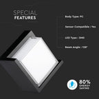 12W Lampa ścienna LED / Barwa:4000K/ Czarny / Kwadratowa