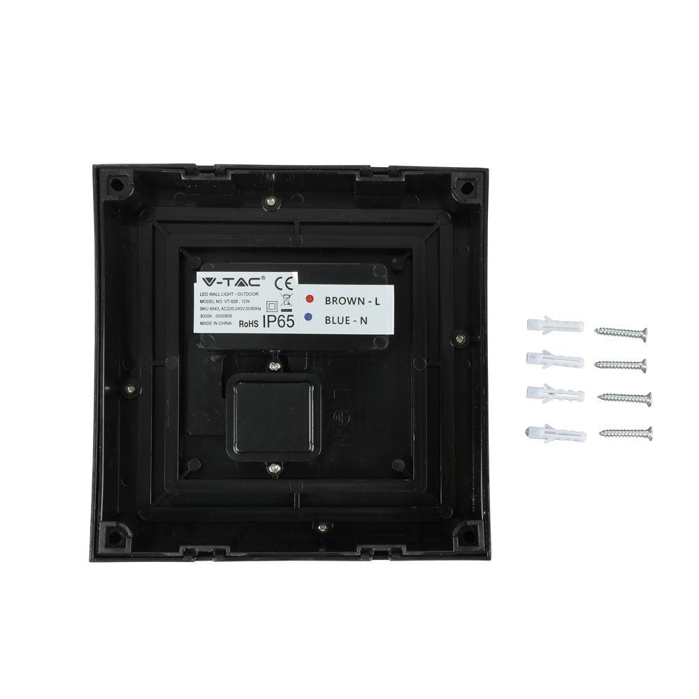 12W Lampa ścienna LED / Barwa:4000K/ Czarny / Kwadratowa