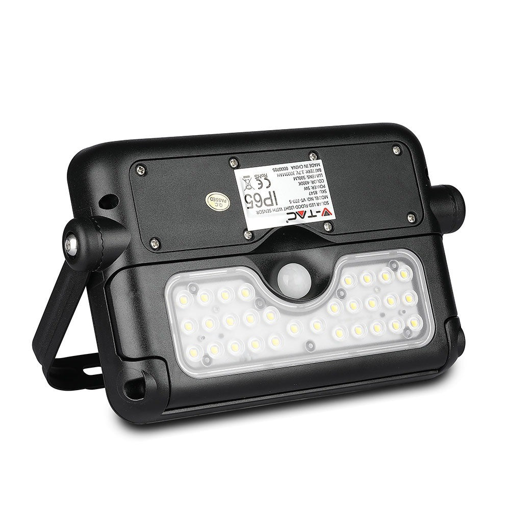 5W Naświetlacz LED solarny / Barwa:4000K / Obudowa: Czarna