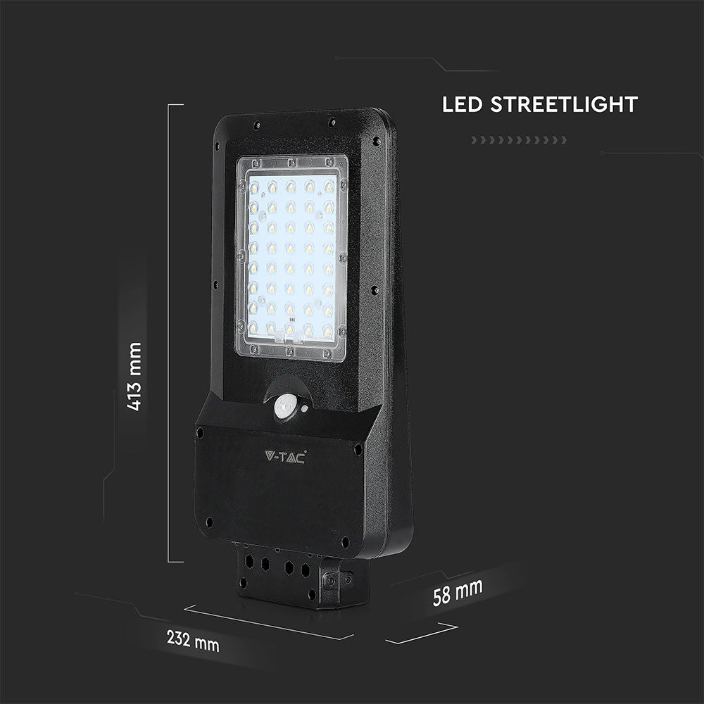 15W Lampa uliczna solarna z czujnikiem ruchu / Barwa:6000K / Obudowa: Czarna
