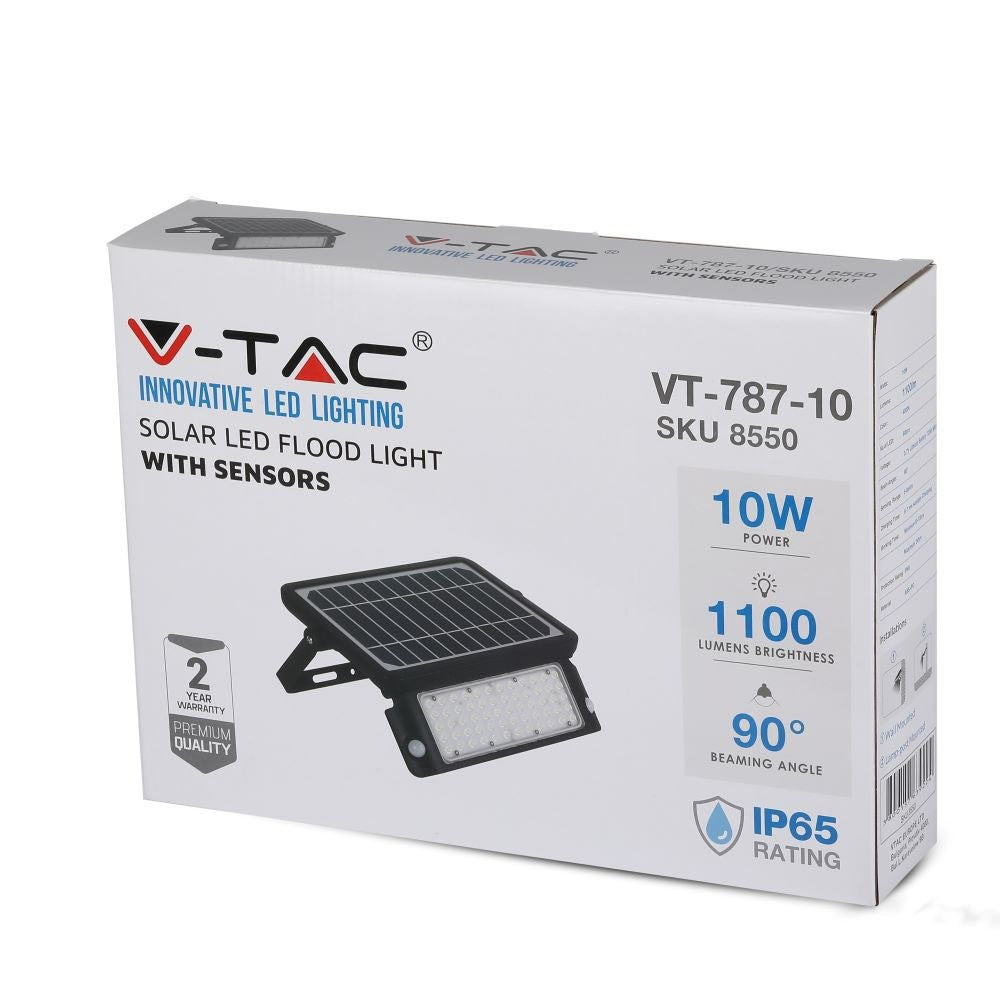 10W Naświetlacz LED solarny / Barwa:4000K / Obudowa: Czarna