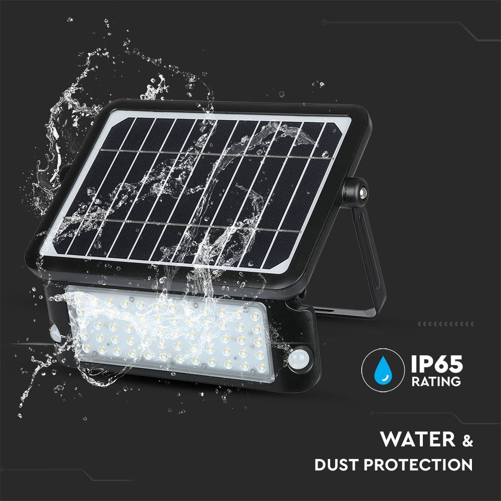 10W Naświetlacz LED solarny / Barwa:4000K / Obudowa: Czarna