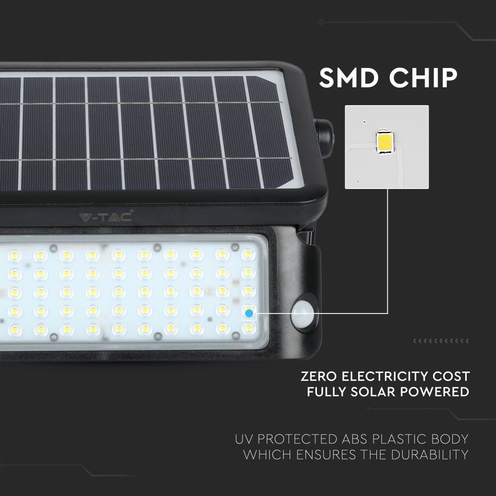 10W Naświetlacz LED solarny / Barwa:4000K / Obudowa: Czarna