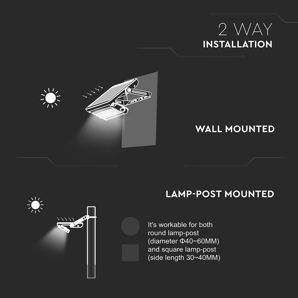 10W Naświetlacz LED solarny / Barwa:4000K / Obudowa: Czarna