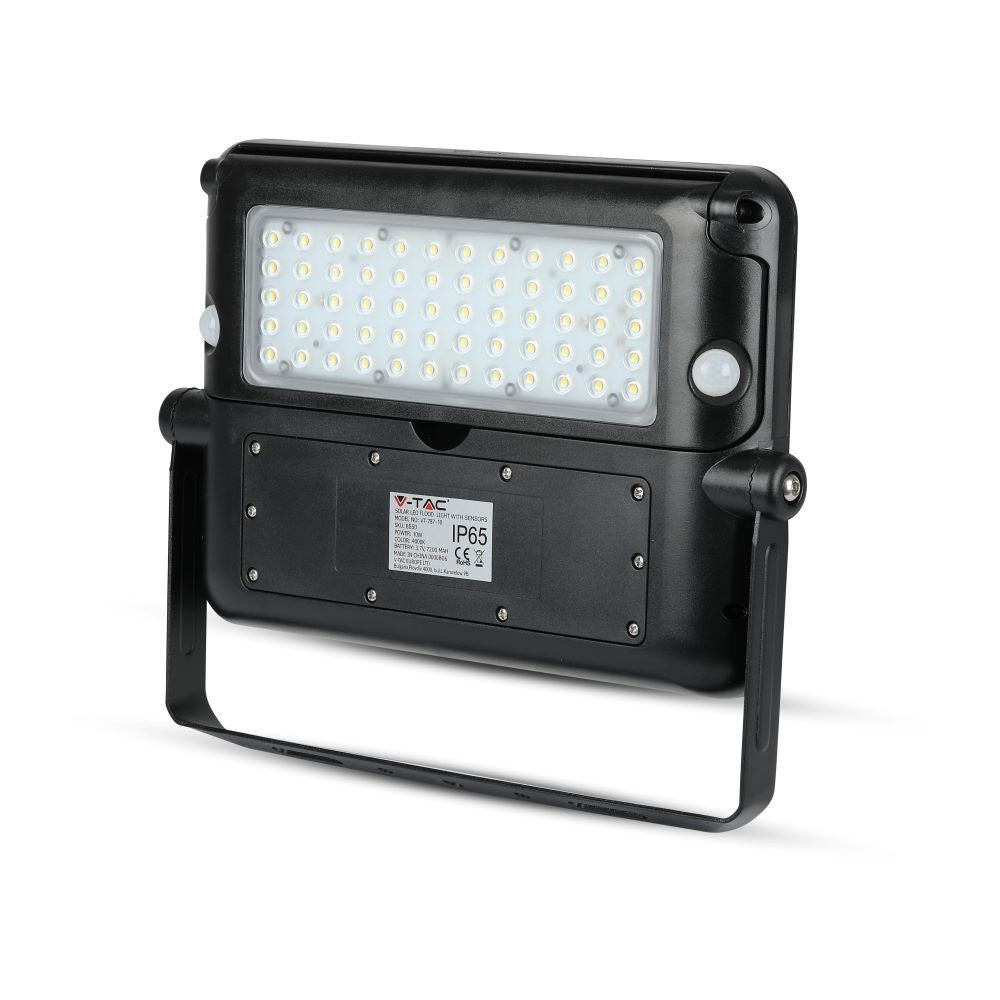 10W Naświetlacz LED solarny / Barwa:4000K / Obudowa: Czarna