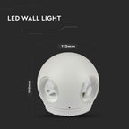 4W Lampa ścienna LED / Kula / Barwa:4000K / IP65 / Obudowa: Biała