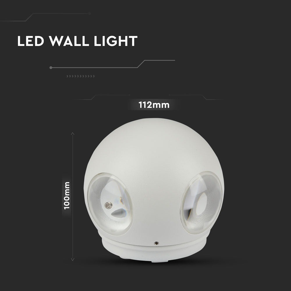 4W Lampa ścienna LED / Kula / Barwa:3000K / IP65 / Obudowa: Biała