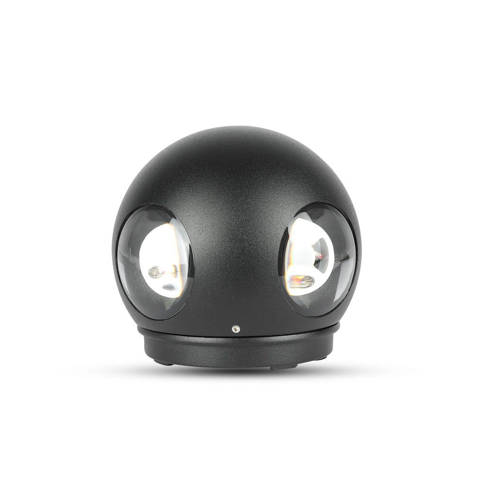 4W Lampa ścienna LED / Kula / Barwa:3000K / IP65 / Obudowa: Czarna