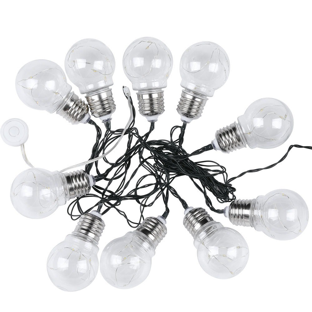 Girlanda solarna 10xŻarówka / Długość: 2 mb / Barwa:3000K / IP44
