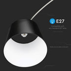 60W Lampa podłogowa na wysięgniku / Podstawa: Marmur / Czarna / Trzonek: 1xE27