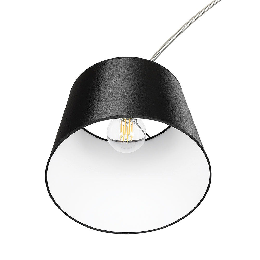 60W Lampa podłogowa na wysięgniku / Podstawa: Marmur / Czarna / Trzonek: 1xE27