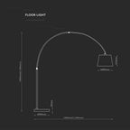 60W Lampa podłogowa na wysięgniku / Podstawa: Marmur / Kość Słoniowa / Trzonek: 1xE27
