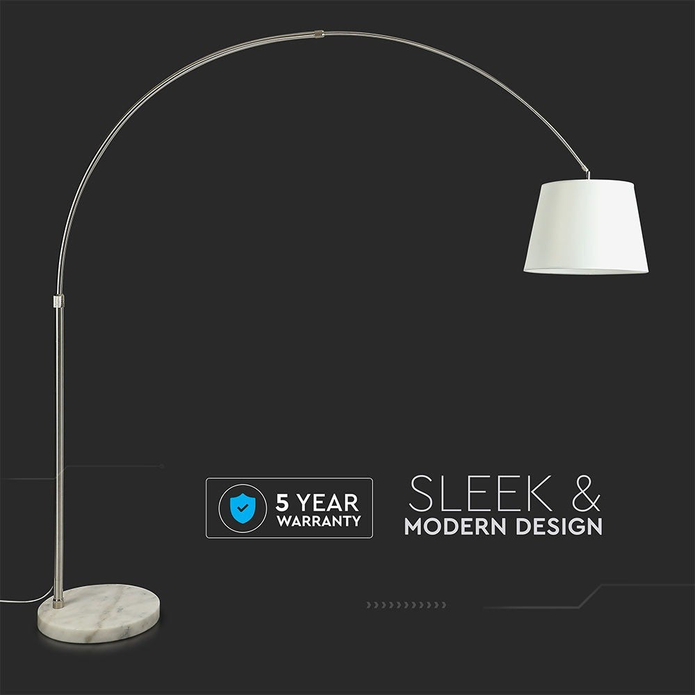 60W Lampa podłogowa na wysięgniku / Podstawa: Marmur / Kość Słoniowa / Trzonek: 1xE27