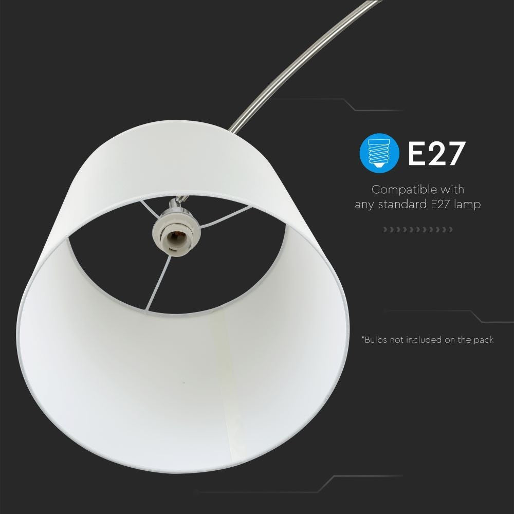 60W Lampa podłogowa na wysięgniku / Podstawa: Marmur / Kość Słoniowa / Trzonek: 1xE27