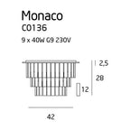 Maxlight Plafon Monaco 42cm - Metal + szkło - Chrom C0136
