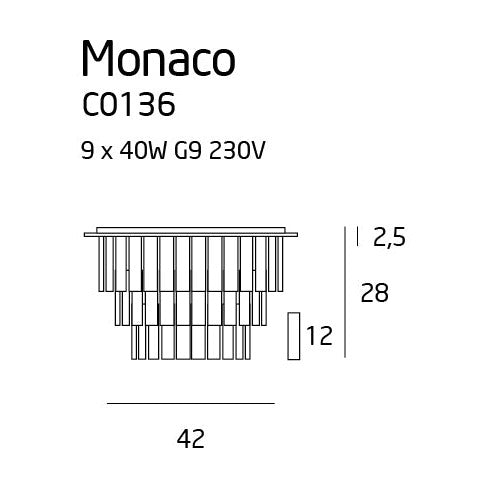 Maxlight Plafon Monaco 42cm - Metal + szkło - Chrom C0136