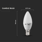 5.5W C35 Żarówka LED / Chip SAMSUNG / Barwa:3000K / Trzonek:B15
