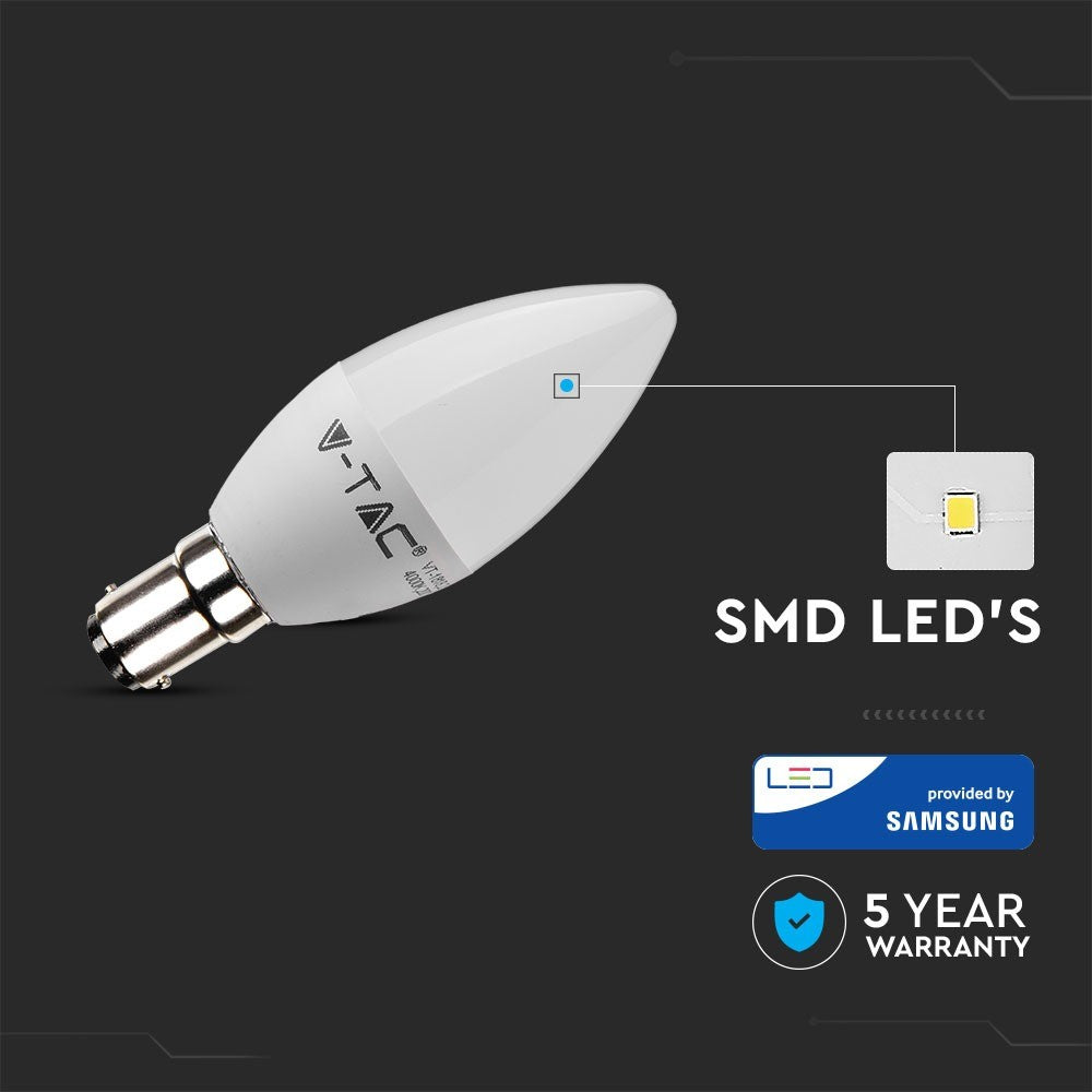 5.5W C35 Żarówka LED / Chip SAMSUNG / Barwa:3000K / Trzonek:B15