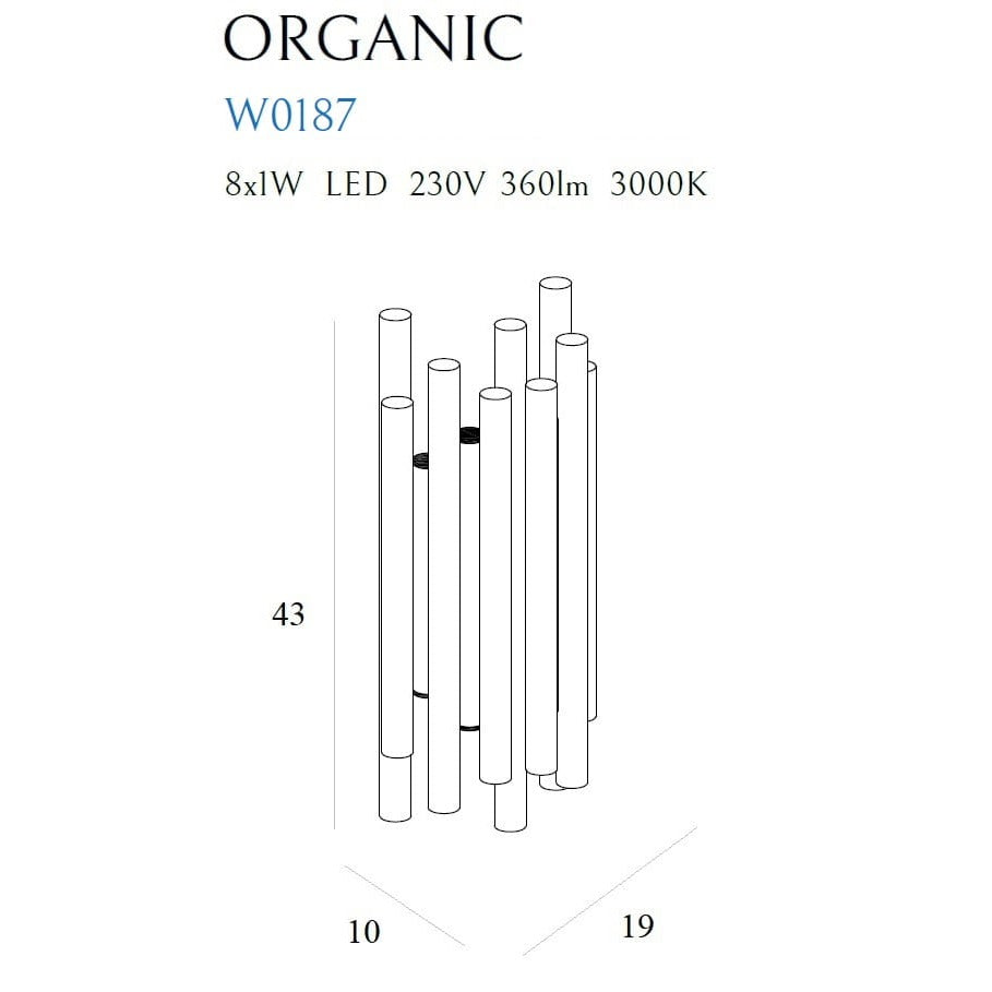 Maxlight Kinkiet Organic - Metal + akryl - Złoty W0187