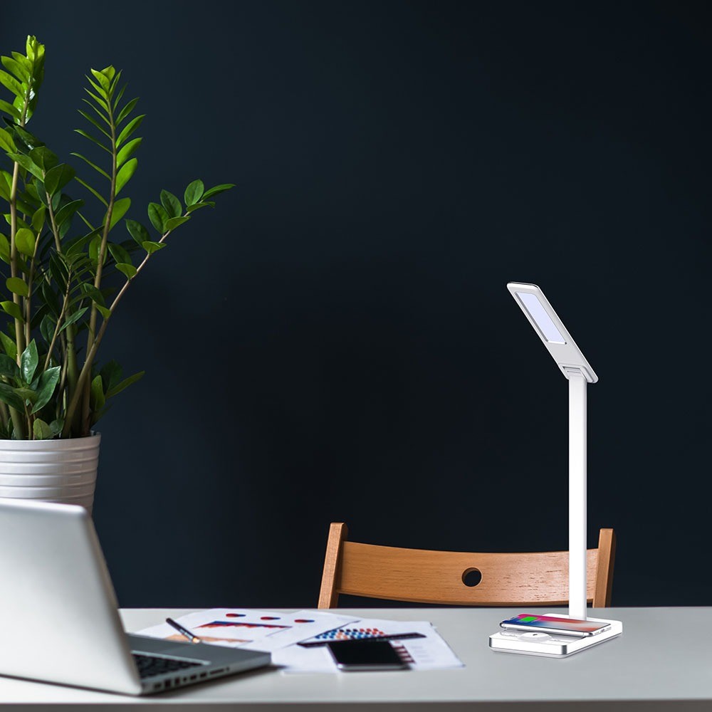 5W Lampka biurkowa z ładowarką indukcyjną / Barwa: 3w1 / Biała