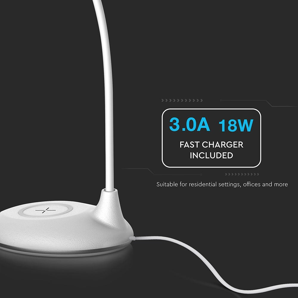 5W Lampka biurkowa z ładowarką indukcyjną / Barwa: 3w1 / Biała