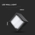 6W Lampa ścienna LED / Barwa:3000K / Obudowa: Czarny / Kwadratowa