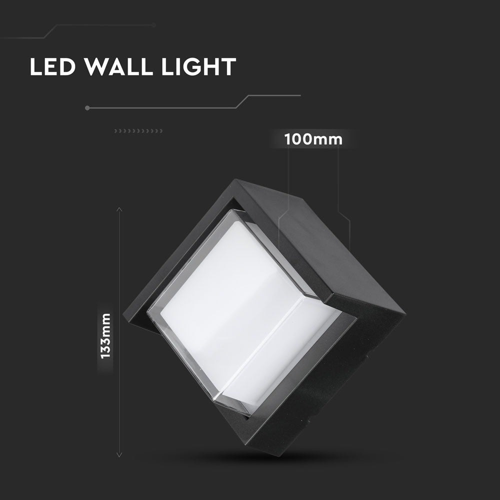 6W Lampa ścienna LED / Barwa:3000K / Obudowa: Czarny / Kwadratowa