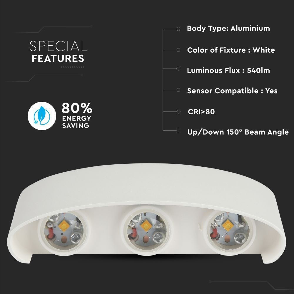 6W Lampa ścienna LED / Barwa:4000K / Obudowa: Biała