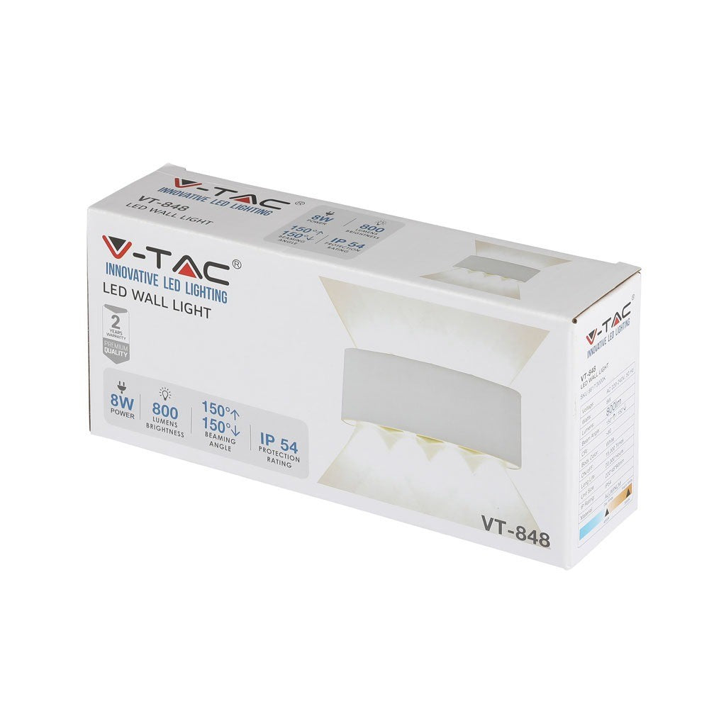 8W Lampa ścienna LED / Barwa:4000K / IP54 / Obudowa: Biała