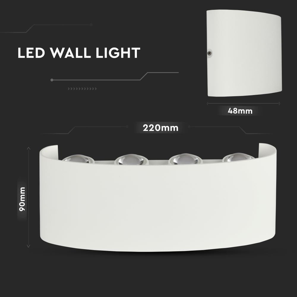 8W Lampa ścienna LED / Barwa:4000K / IP54 / Obudowa: Biała