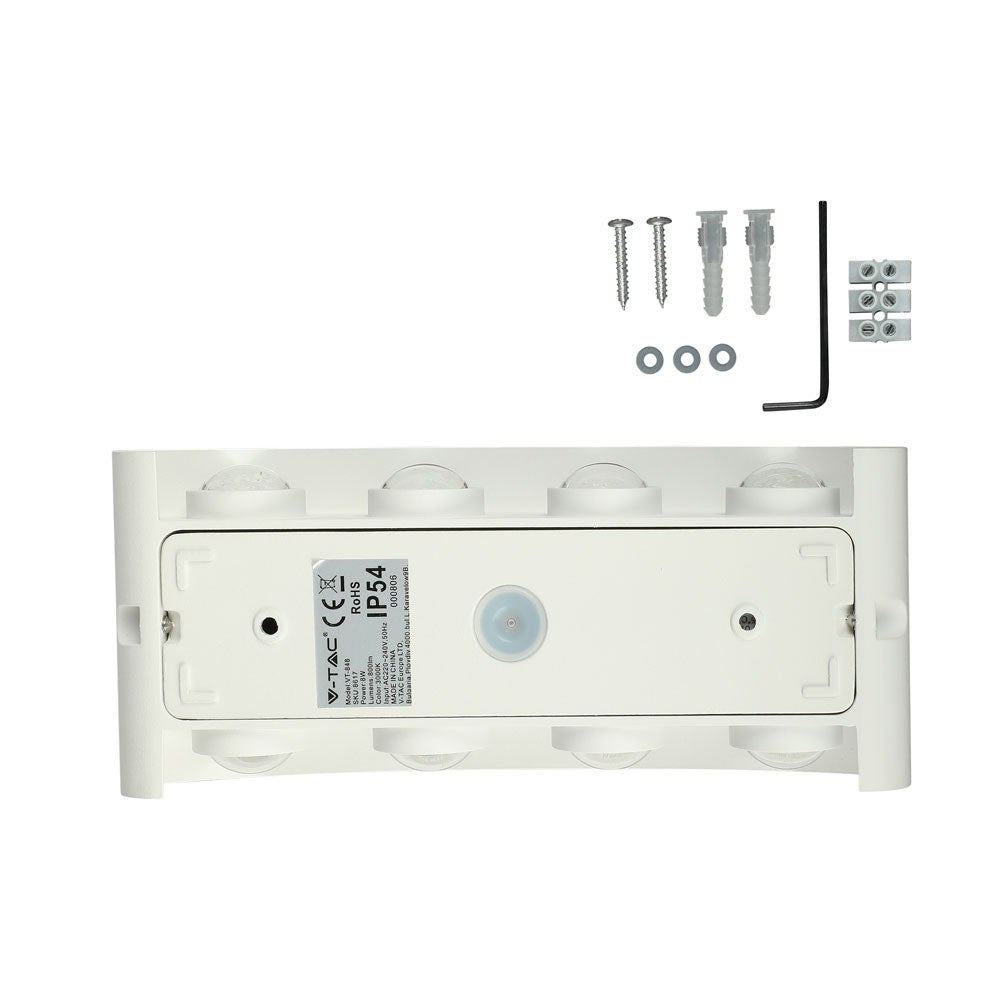 8W Lampa ścienna LED / Barwa:4000K / IP54 / Obudowa: Biała