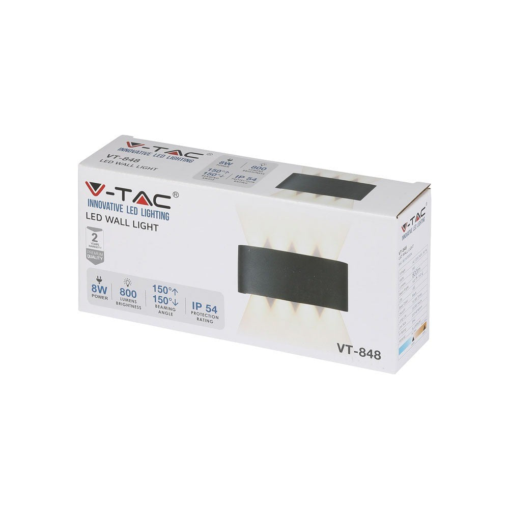 8W Lampa ścienna LED / Barwa:3000K / IP54 / Obudowa: Czarna