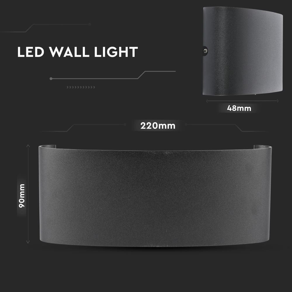 8W Lampa ścienna LED / Barwa:3000K / IP54 / Obudowa: Czarna