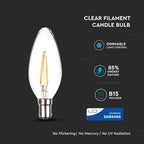 4W C35 Żarówka LED Filament / Klosz Transparentny / Chip SAMSUNG / Barwa:3000K / Ściemniana / Trzonek:B15
