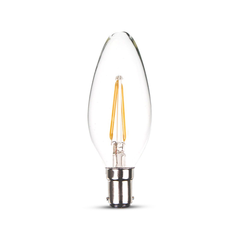 4W C35 Żarówka LED Filament / Klosz Transparentny / Chip SAMSUNG / Barwa:3000K / Ściemniana / Trzonek:B15
