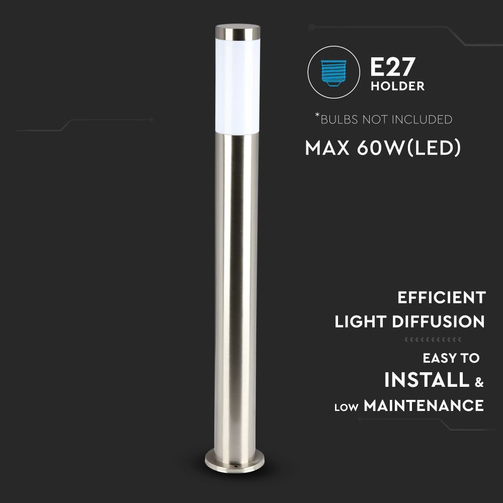 Słupek ogrodowy 800mm E27 / Stal szlifowana / IP44
