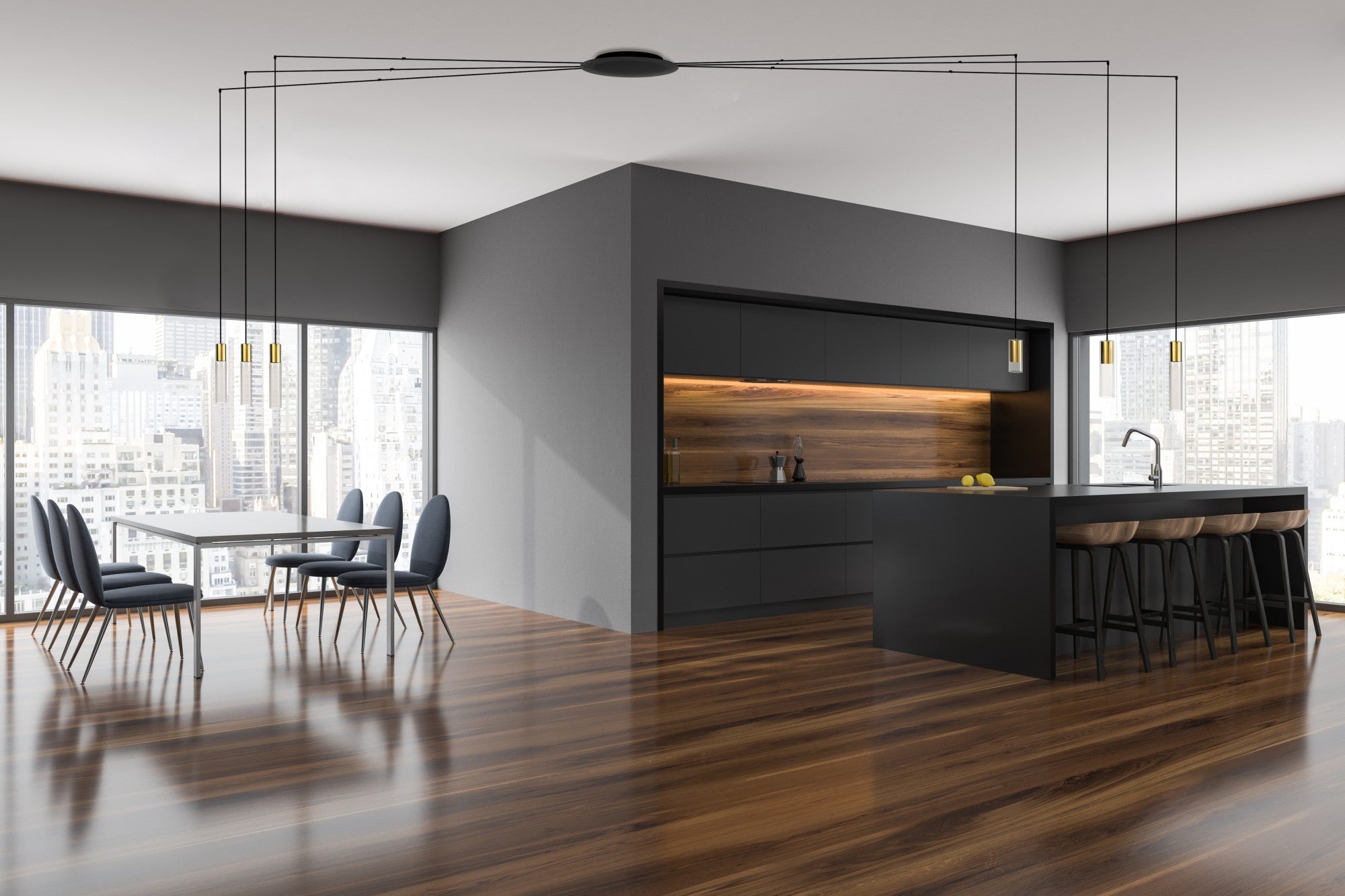 Nowodvorski Zawieszenie CAMELEON CABLE GU10 5 M 1x10W only LED 50/60Hz - Tworzywo sztuczne - Czarny