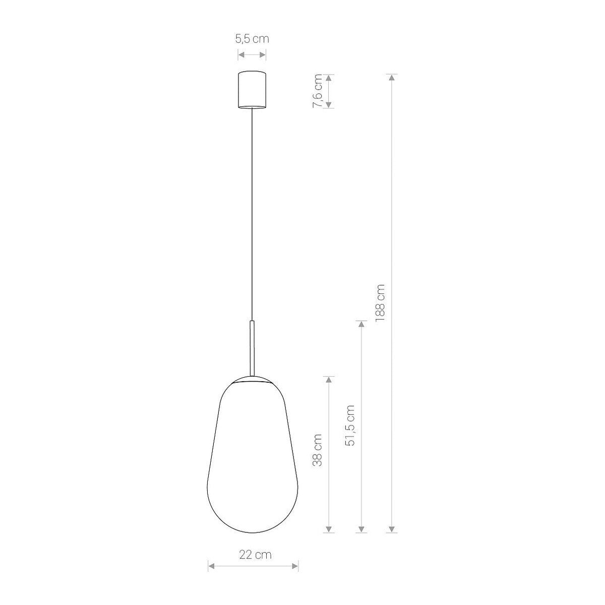 Nowodvorski Lampa wisząca PEAR M 25W only LED 50/60Hz - Szkło - Transparentny II 8672