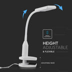 7W Lampka biurkowa LED z klipsem / Barwa:3000K / Obudowa: Biała