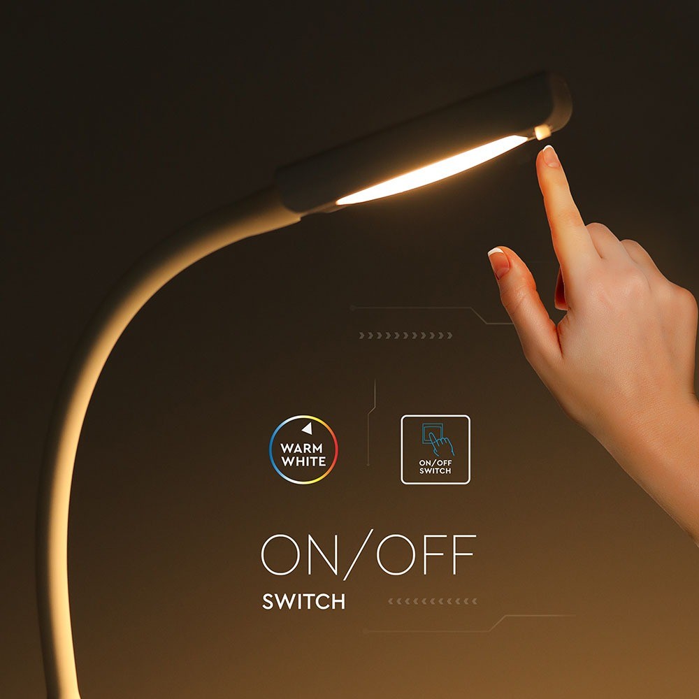7W Lampka biurkowa LED z klipsem / Barwa:3000K / Obudowa: Biała