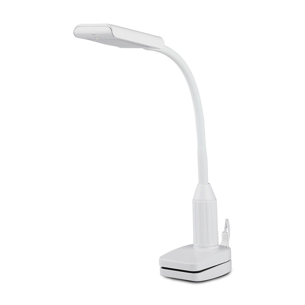 7W Lampka biurkowa LED z klipsem / Barwa:3000K / Obudowa: Biała