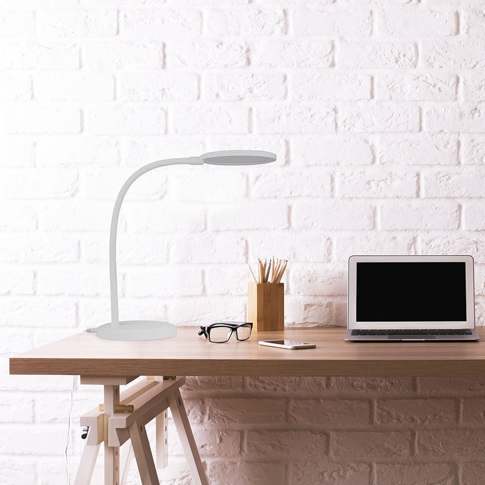 7W Lampka biurkowa LED / Ściemniana / Barwa: 3000K / Obudowa: Biała