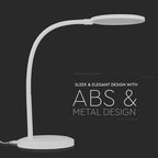 7W Lampka biurkowa LED / Ściemniana / Barwa: 3000K / Obudowa: Biała