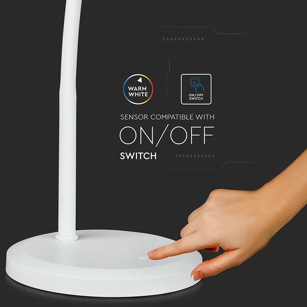 7W Lampka biurkowa LED / Ściemniana / Barwa: 3000K / Obudowa: Biała