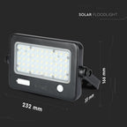 10W Naświetlacz LED solarny / Panel z przewodem / Gniazdo USB / Barwa:4000K / Obudowa: Czarna