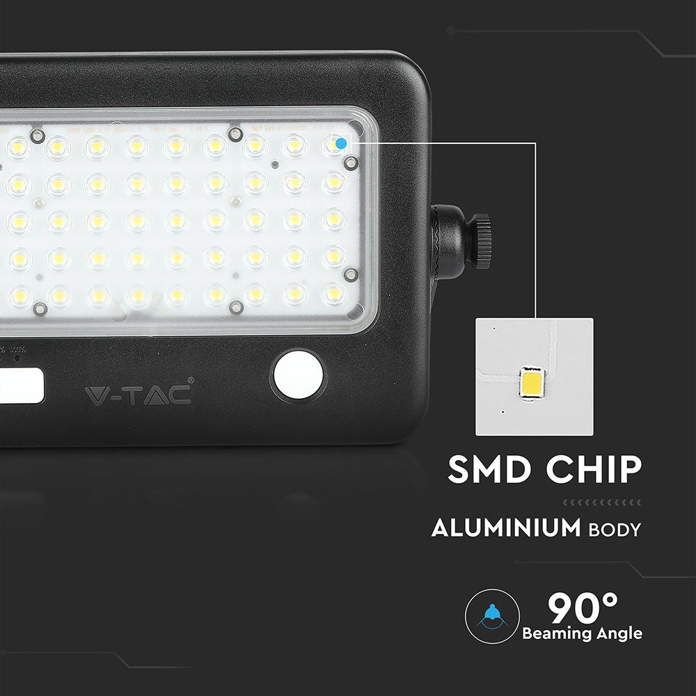 10W Naświetlacz LED solarny / Panel z przewodem / Gniazdo USB / Barwa:4000K / Obudowa: Czarna