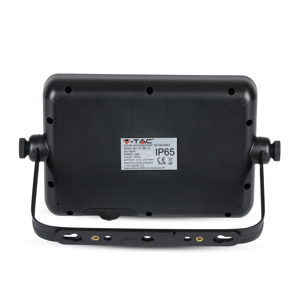 10W Naświetlacz LED solarny / Panel z przewodem / Gniazdo USB / Barwa:4000K / Obudowa: Czarna