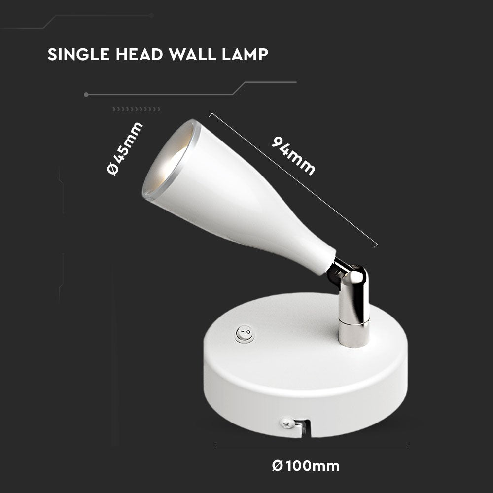 4.5W Kinkiet LED z wyłącznikiem / Barwa:4000K / Biały