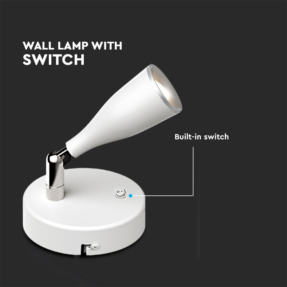 4.5W Kinkiet LED z wyłącznikiem / Barwa:4000K / Biały
